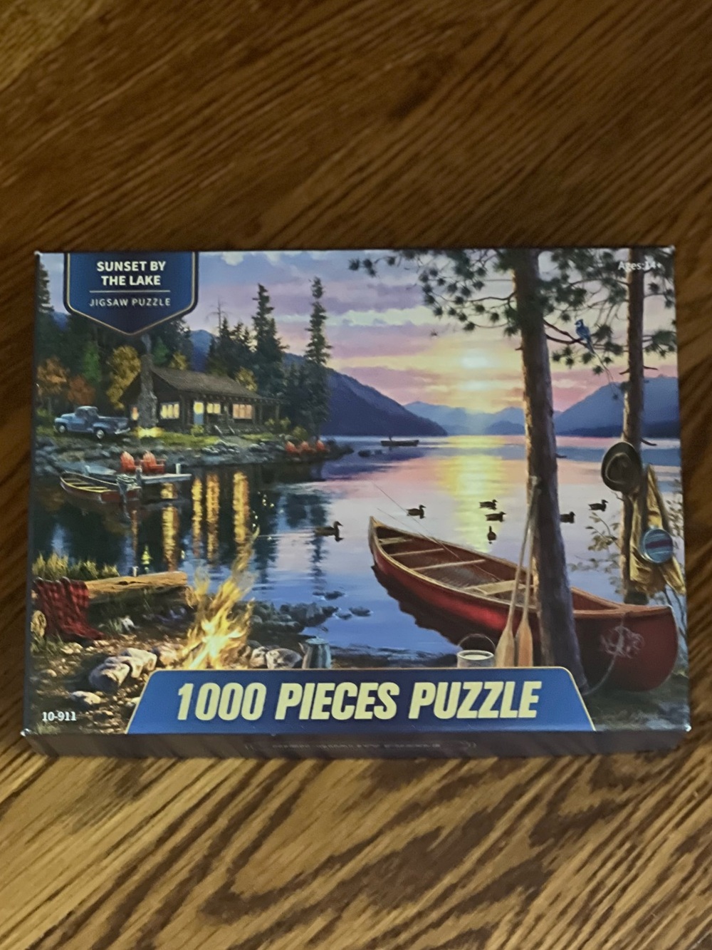 Sunset by the Lake 1000-Piece Puzzle - Scenic Red Canoe